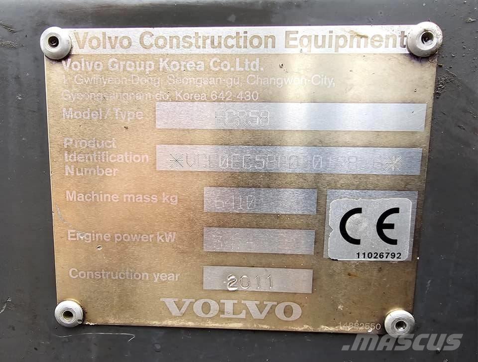 Volvo ECR 58 小型挖土機/掘鑿機<7t(小型挖掘機)