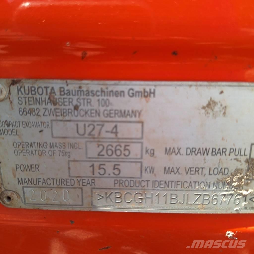 Kubota U 27-4 小型挖土機/掘鑿機<7t(小型挖掘機)