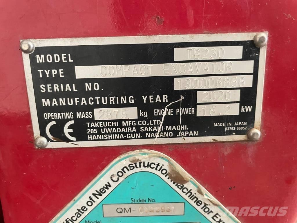 Takeuchi TB 230 小型挖土機/掘鑿機<7t(小型挖掘機)