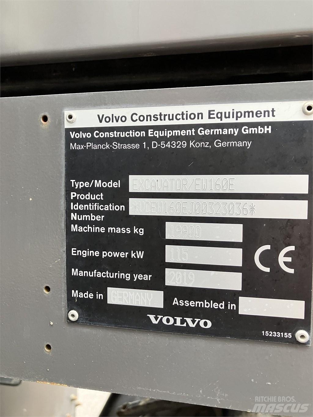 Volvo EW 160 E 旋轉式挖土機/掘鑿機/挖掘機