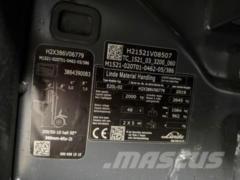 Linde E20L-02 電動堆高機