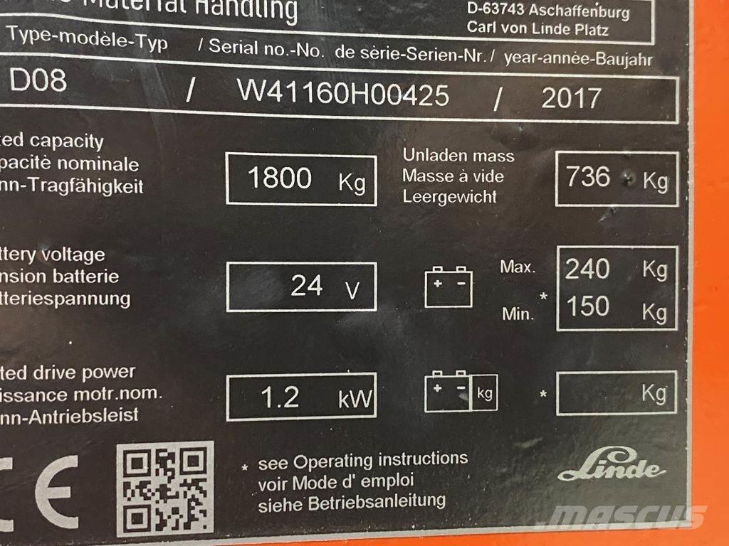 Linde D08 行走控制式堆積機