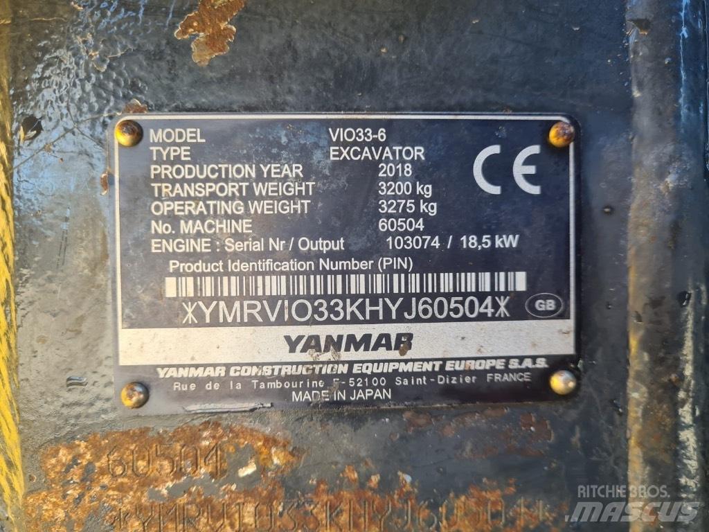 Yanmar VIO33-6 小型挖土機/掘鑿機<7t(小型挖掘機)