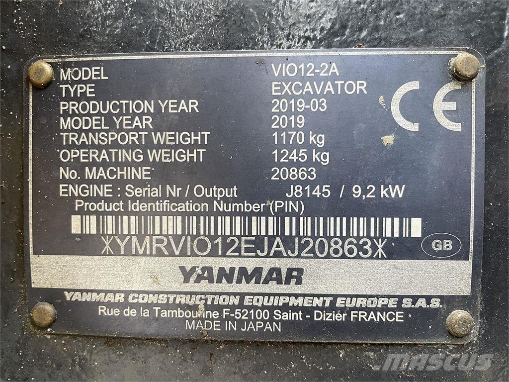 Yanmar VIO12 旋轉式挖土機/掘鑿機/挖掘機