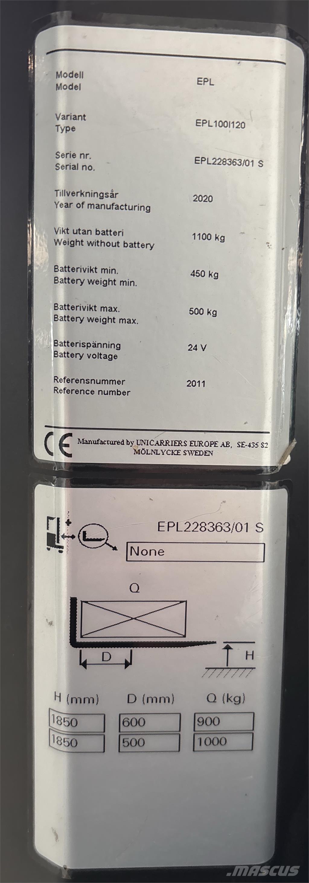 UniCarriers EPL100 低架裝載機