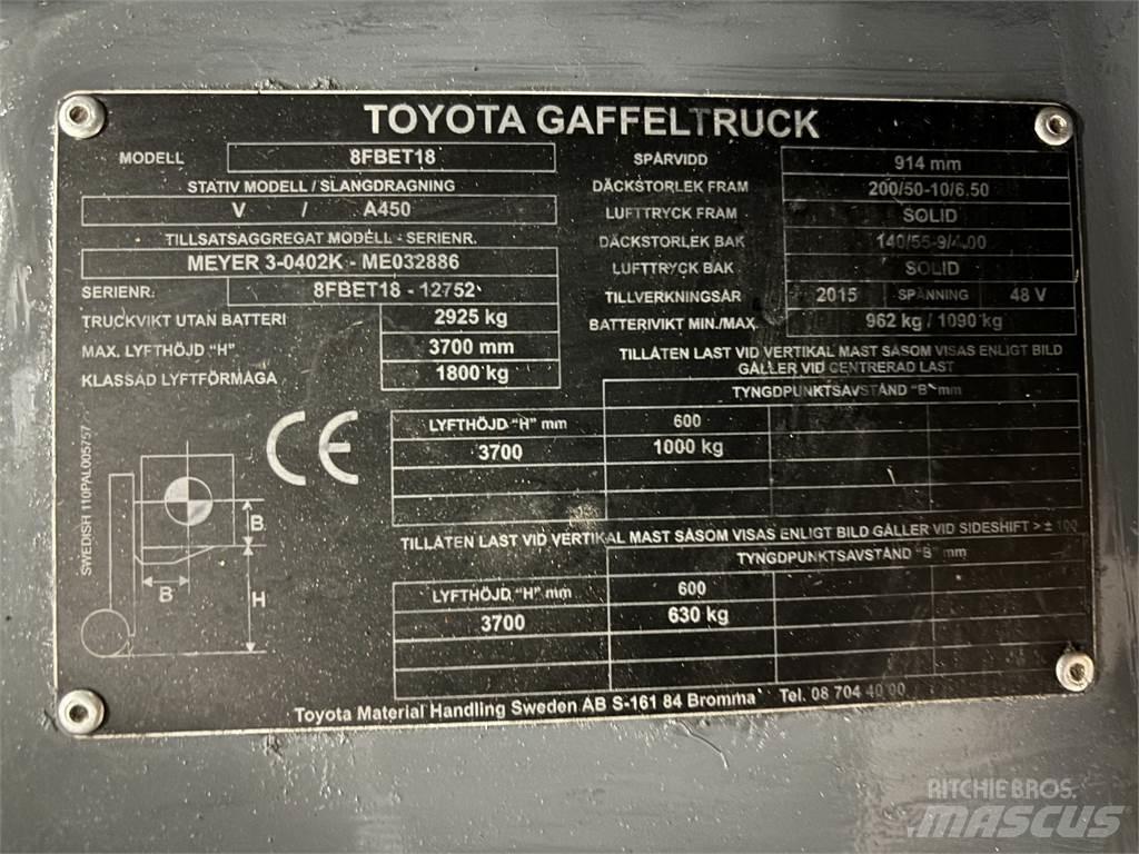 Toyota 8FBET18 電動堆高機