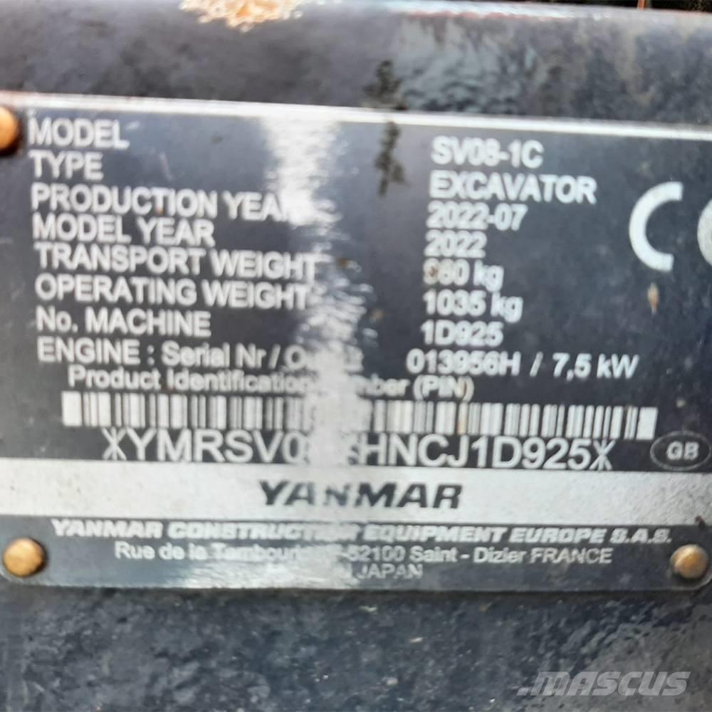 Yanmar SV 08 小型挖土機/掘鑿機<7t(小型挖掘機)