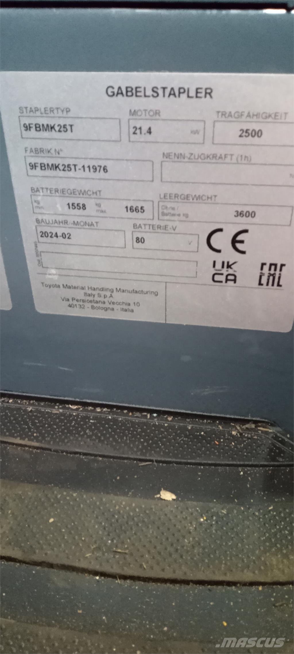 Toyota 9FBMK25T 電動堆高機