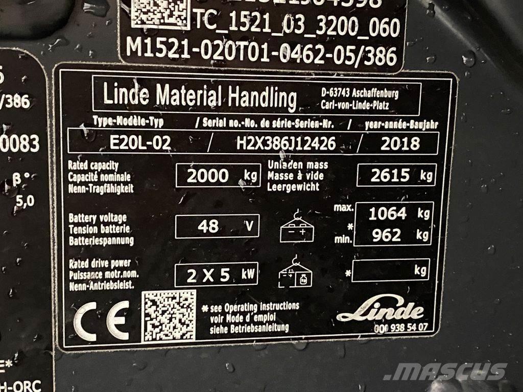 Linde E20L-02 電動堆高機