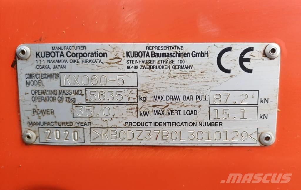 Kubota KX 060-5 小型挖土機/掘鑿機<7t(小型挖掘機)