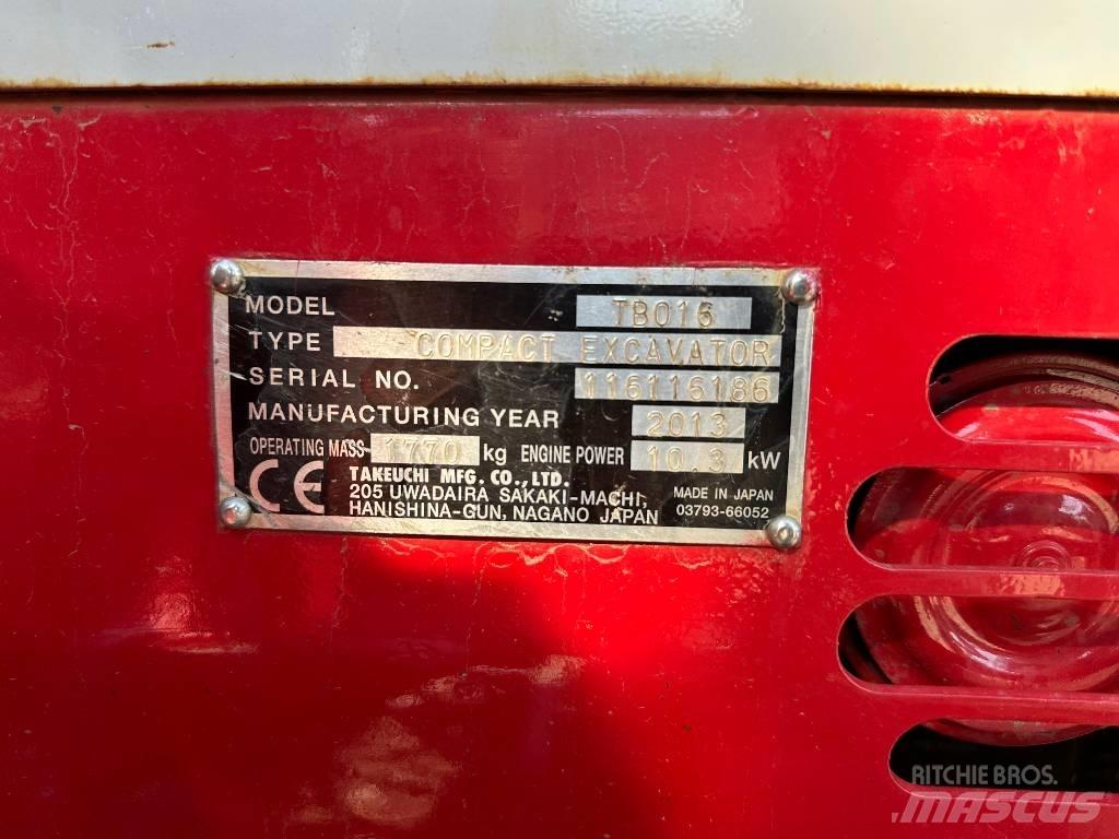 Takeuchi TB 016 小型挖土機/掘鑿機<7t(小型挖掘機)