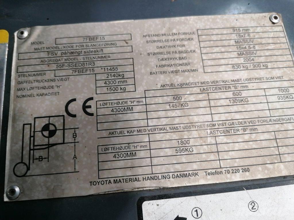 Toyota 5FBEF15 電動堆高機