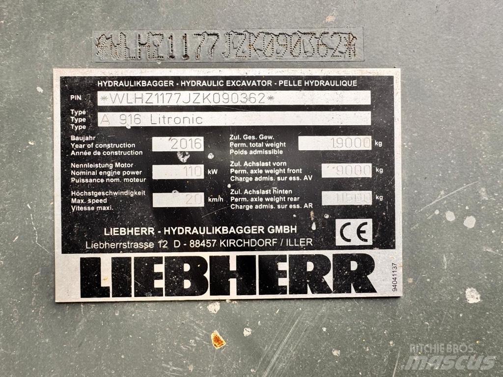 Liebherr A 916 旋轉式挖土機/掘鑿機/挖掘機