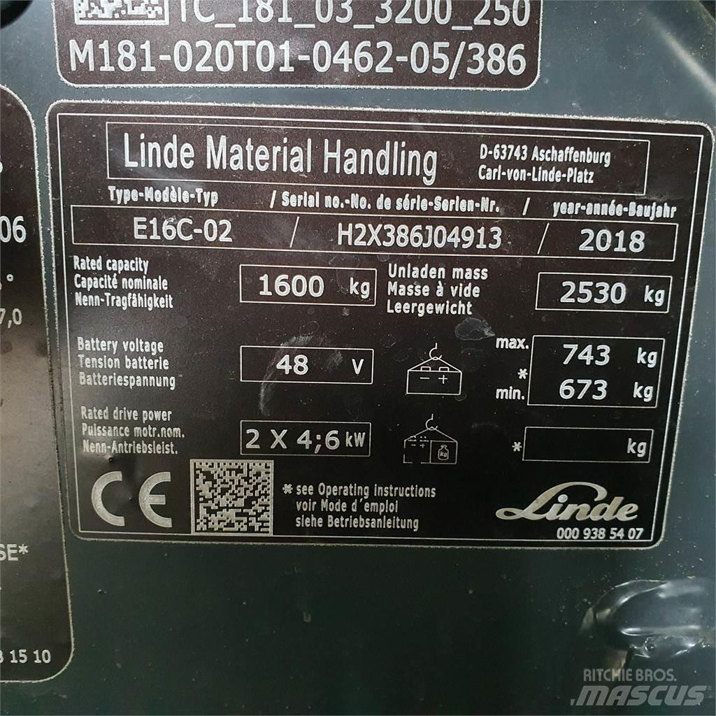 Linde E16C 電動堆高機