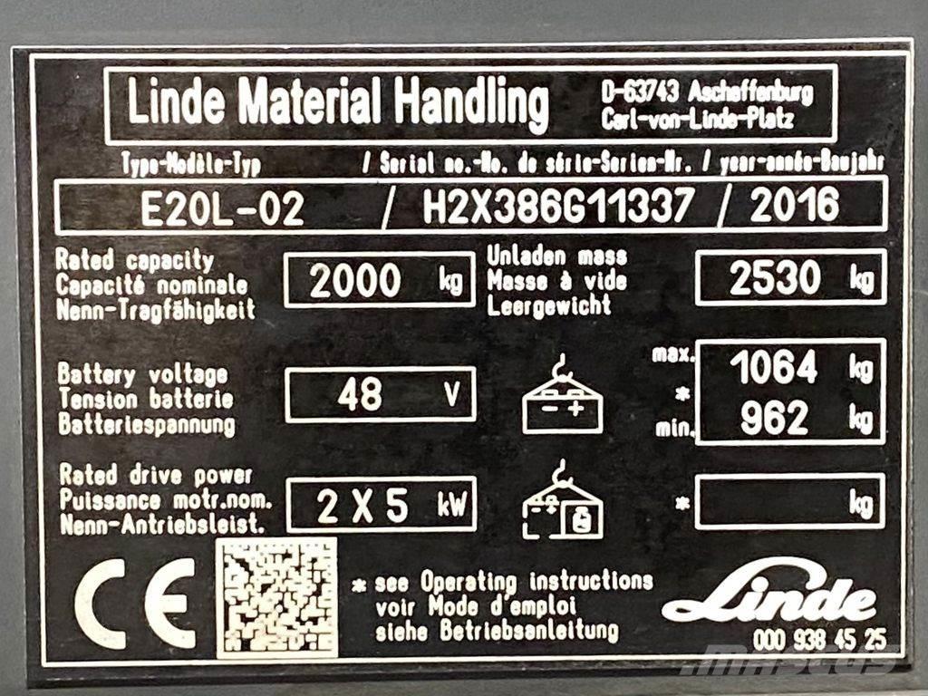 Linde E20L 電動堆高機