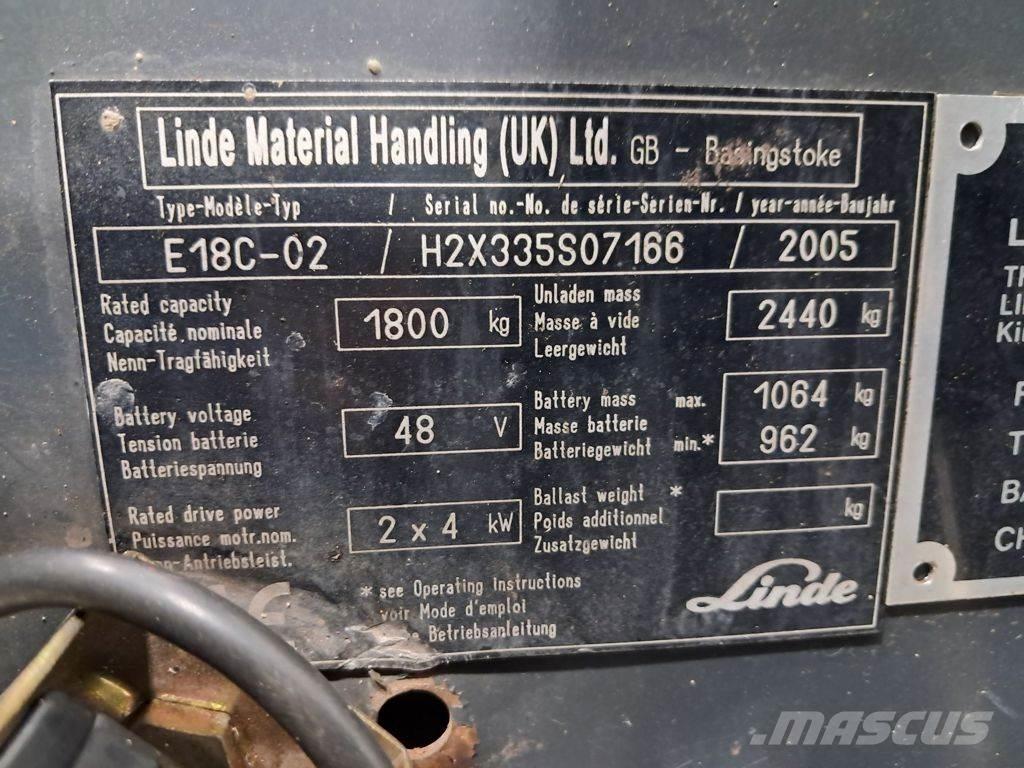 Linde E18C-02 電動堆高機