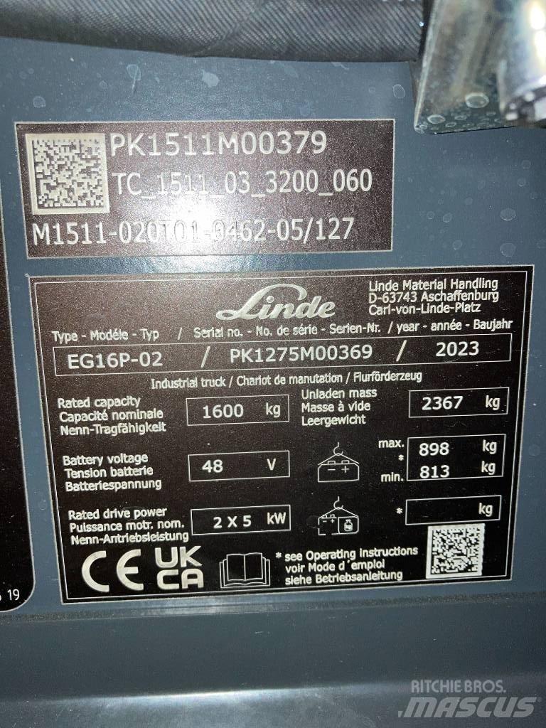 Linde EG16P/1275-02 電動堆高機