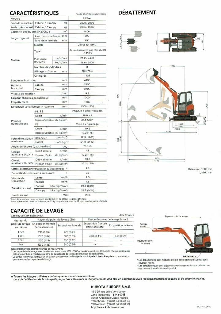 Kubota U 27-4 小型挖土機/掘鑿機<7t(小型挖掘機)