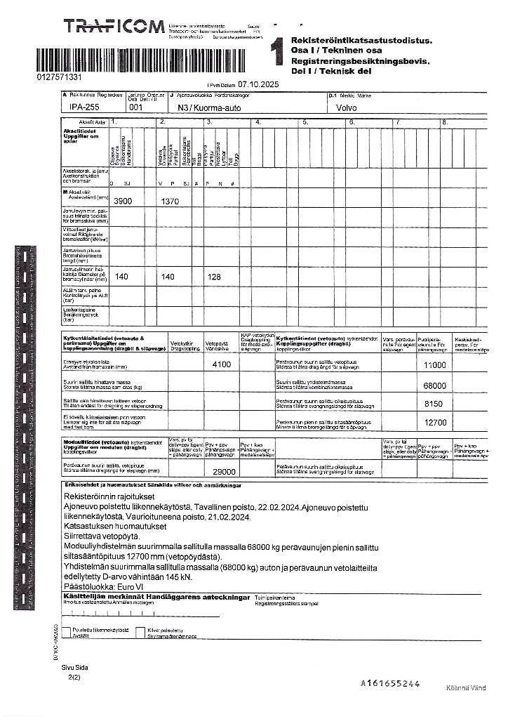 Volvo FH 460 LNG 曳引機組件
