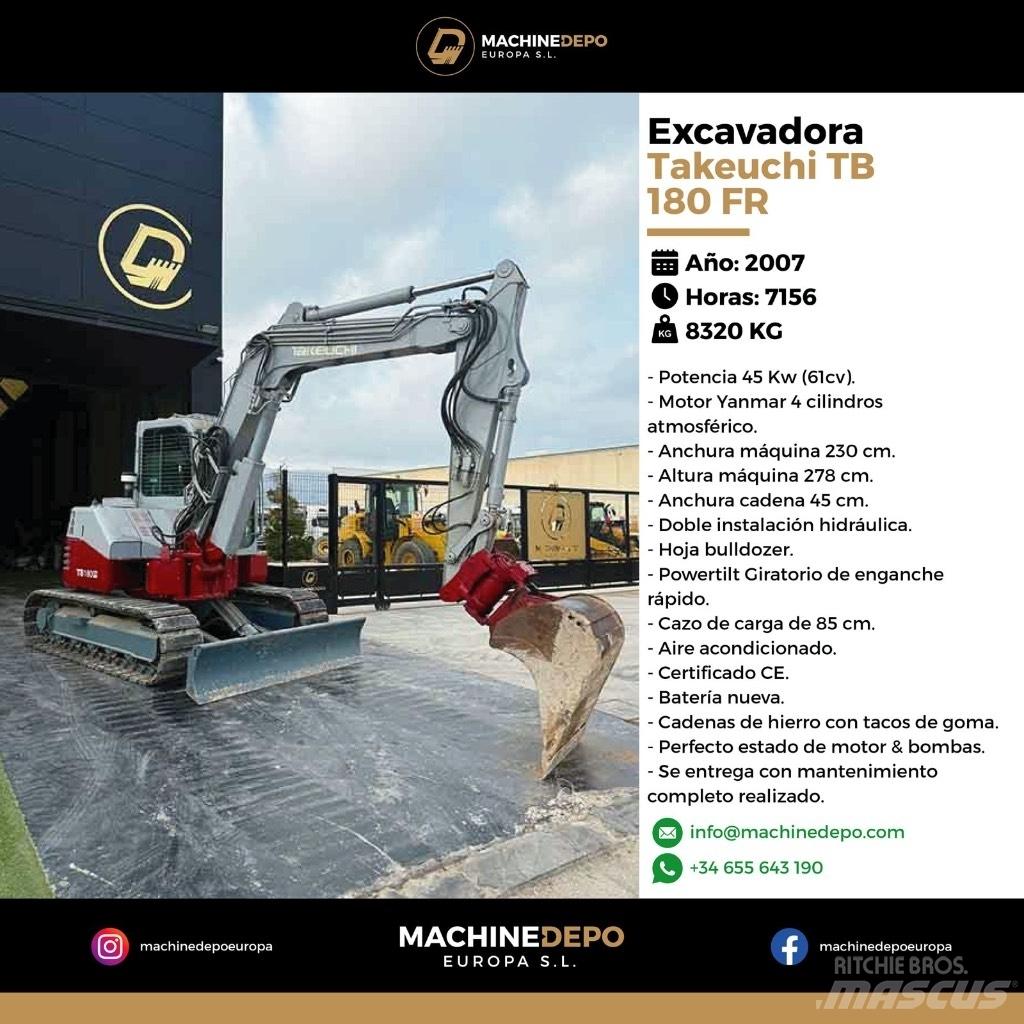 Takeuchi TB 180 FR 中型挖土機/掘鑿機/挖掘機 7t-12t