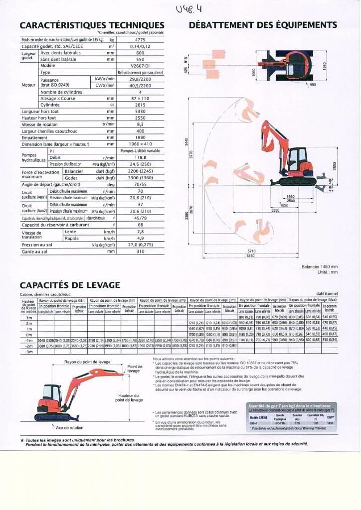 Kubota U 48-4 小型挖土機/掘鑿機<7t(小型挖掘機)