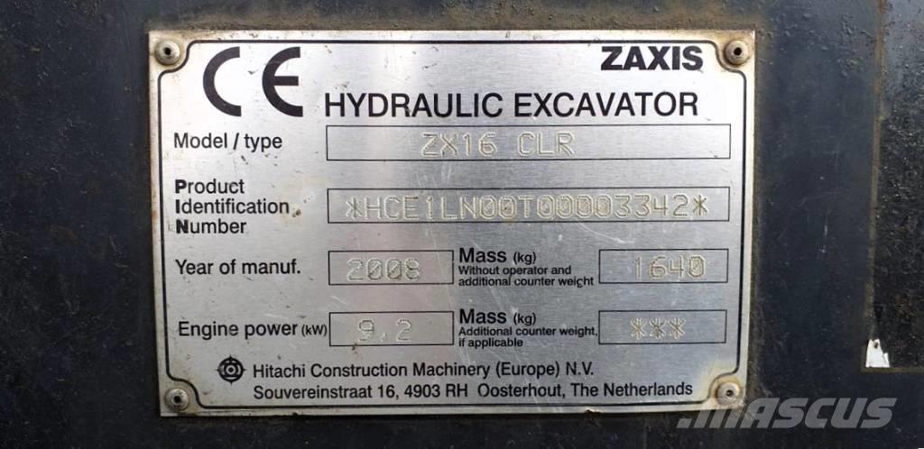 Hitachi ZX 16 CLR 小型挖土機/掘鑿機<7t(小型挖掘機)
