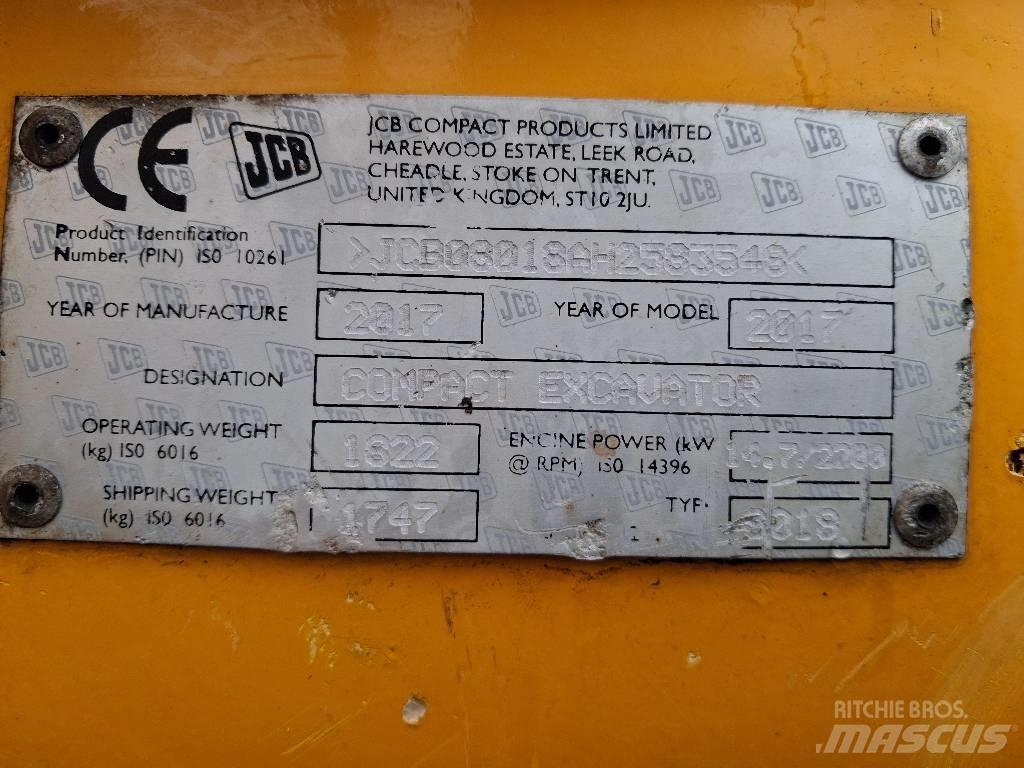 JCB 8018 CTS 小型挖土機/掘鑿機<7t(小型挖掘機)