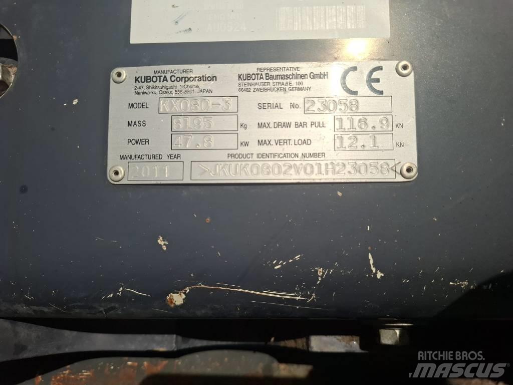 Kubota KX 080-3 中型挖土機/掘鑿機/挖掘機 7t-12t