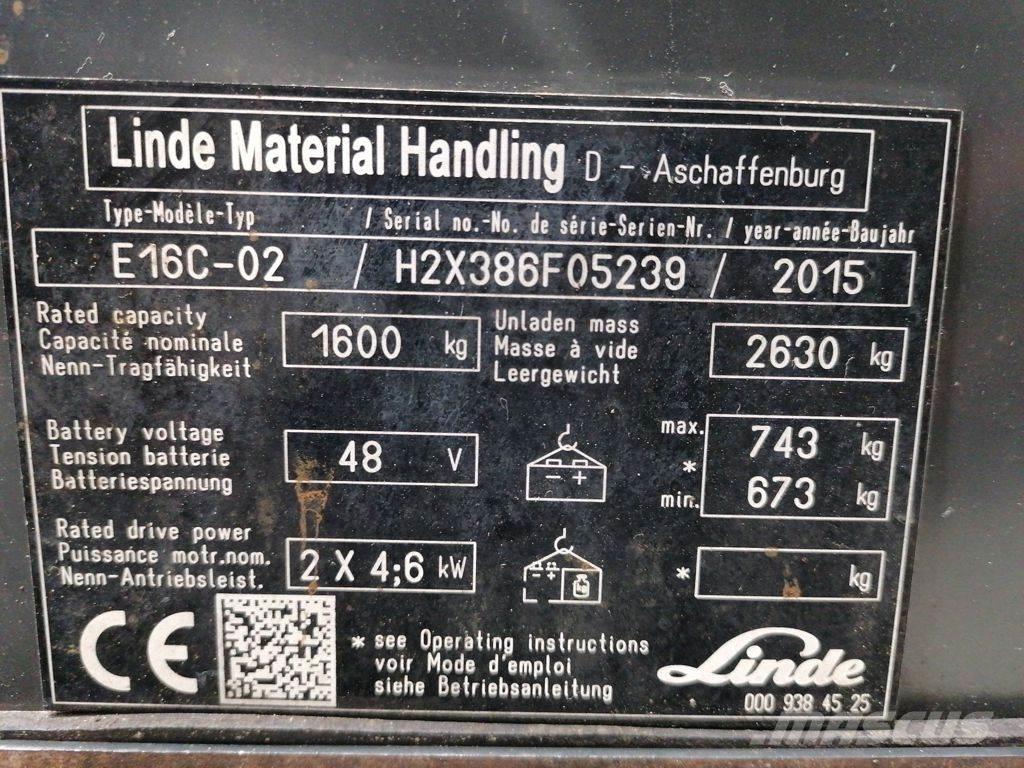 Linde E16C-02 電動堆高機