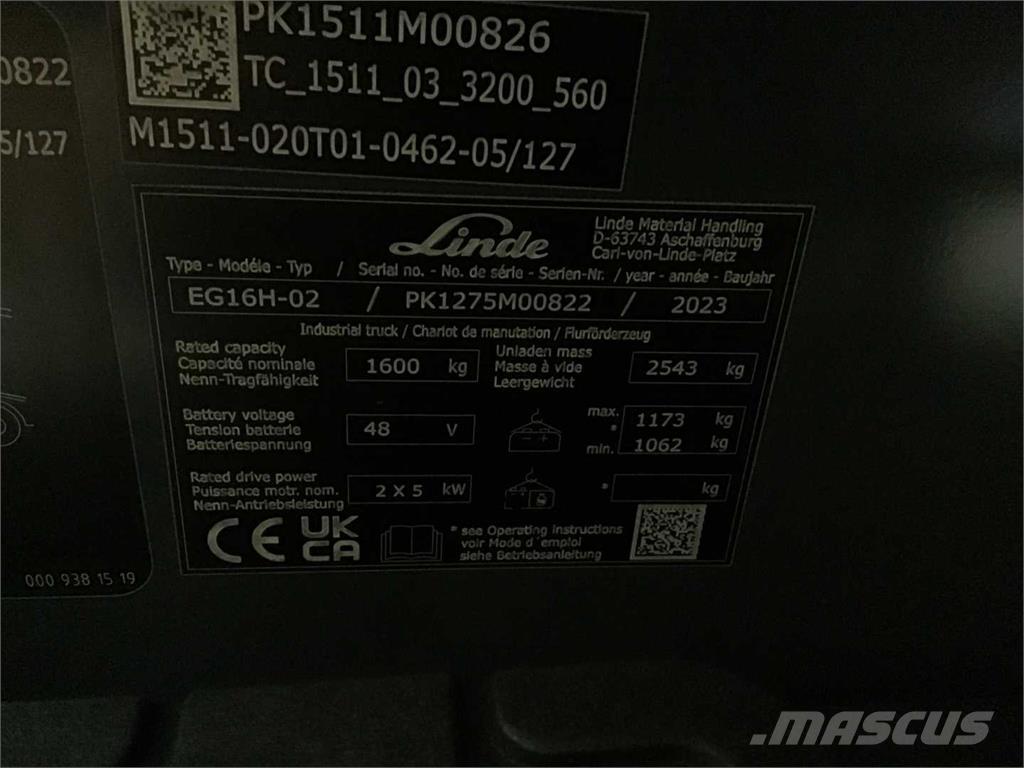 Linde EG16H 電動堆高機