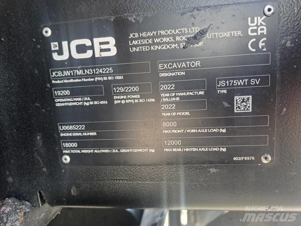 JCB JS175W TAB 旋轉式挖土機/掘鑿機/挖掘機