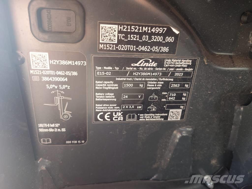 Linde E15/386-02 電動堆高機