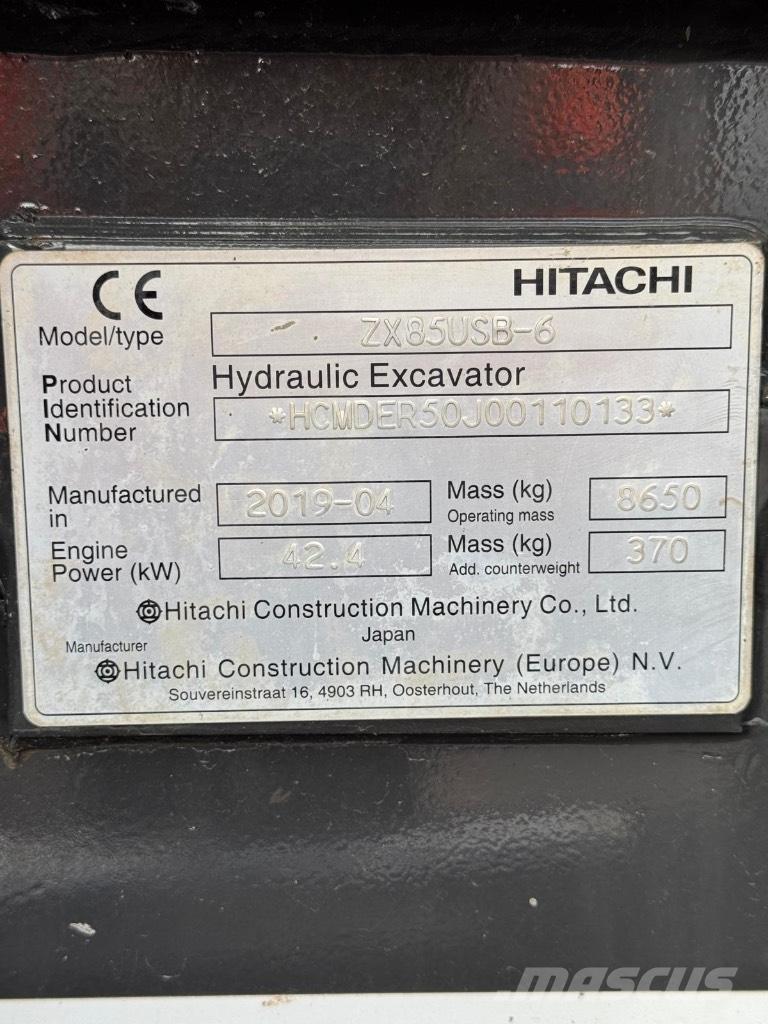 Hitachi ZX 85 US B-6 中型挖土機/掘鑿機/挖掘機 7t-12t