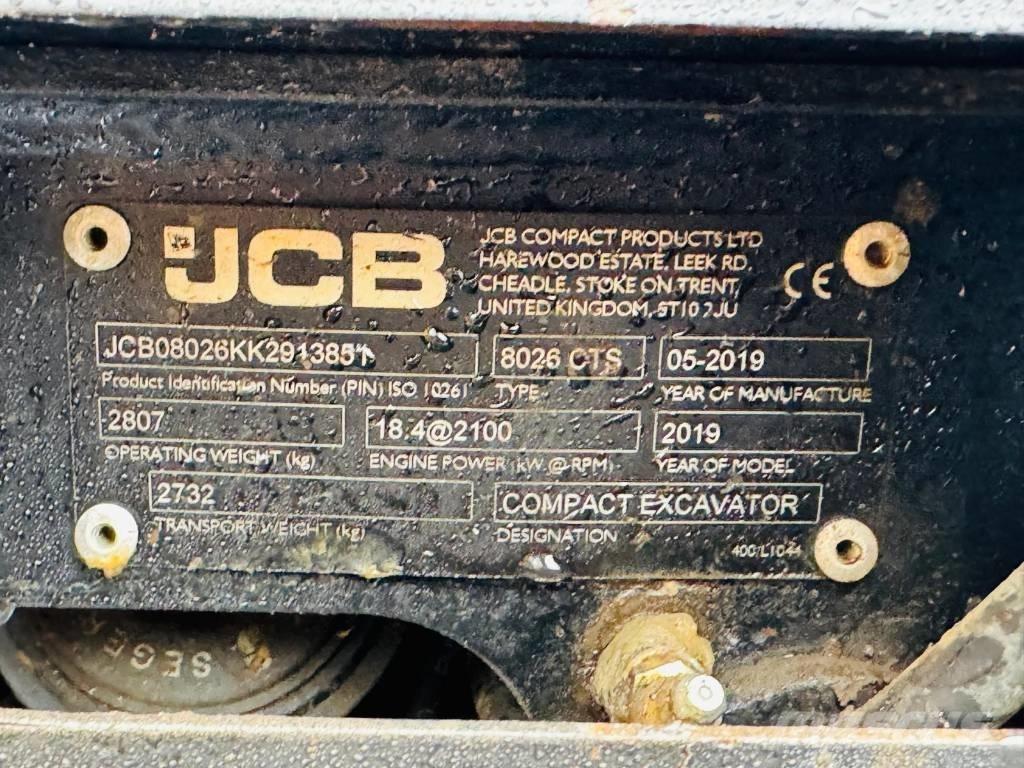 JCB 8026 CTS 小型挖土機/掘鑿機<7t(小型挖掘機)