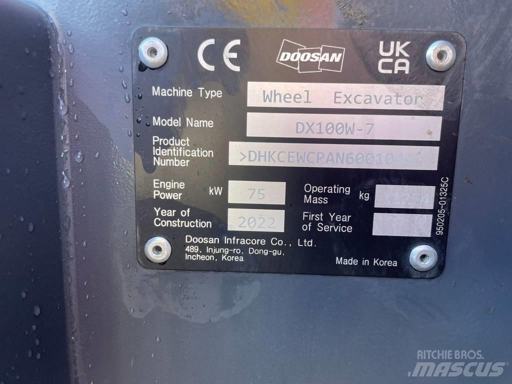 Doosan DX100W-7 旋轉式挖土機/掘鑿機/挖掘機