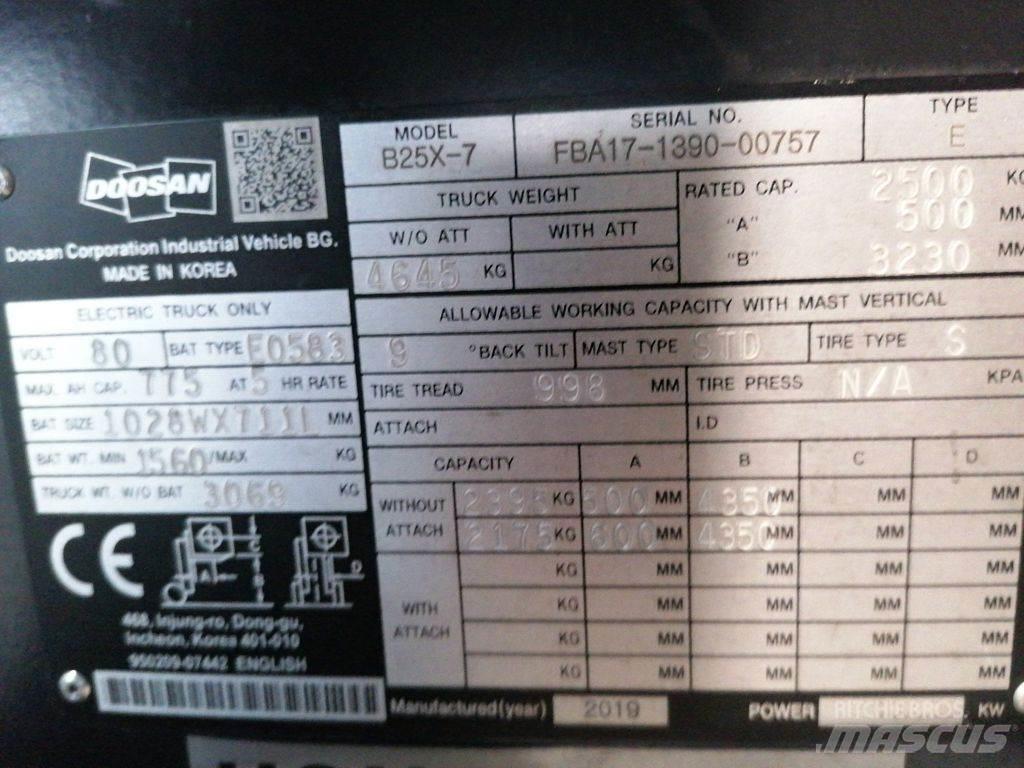 Doosan B25X-7 電動堆高機