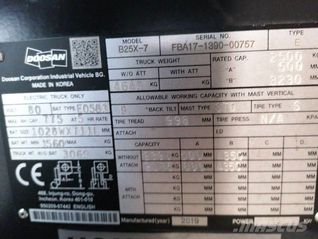 Doosan B25X-7 電動堆高機