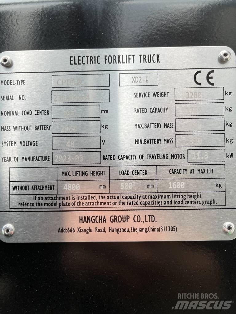 Hangcha CPD18-XD2-I 電動堆高機
