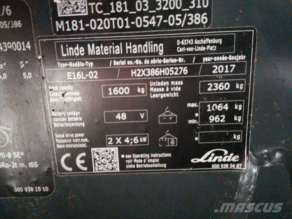 Linde E16L-02 電動堆高機