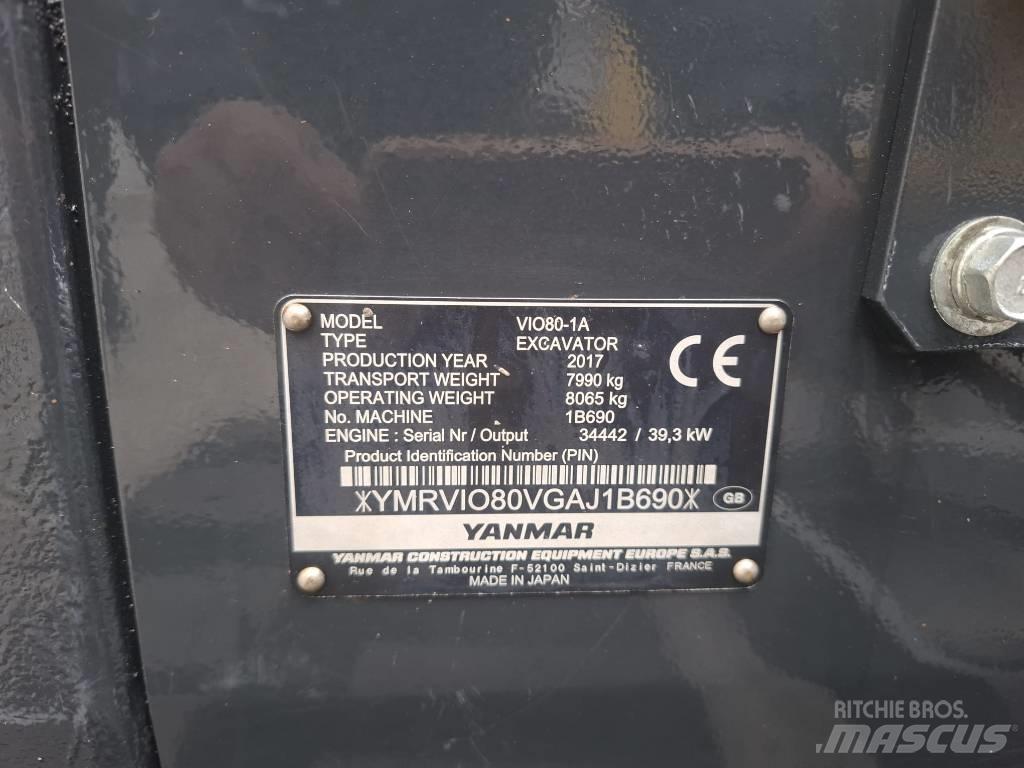 Yanmar Vio 80-1A 中型挖土機/掘鑿機/挖掘機 7t-12t