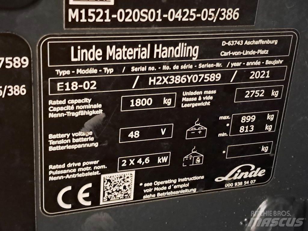 Linde E18-02 電動堆高機