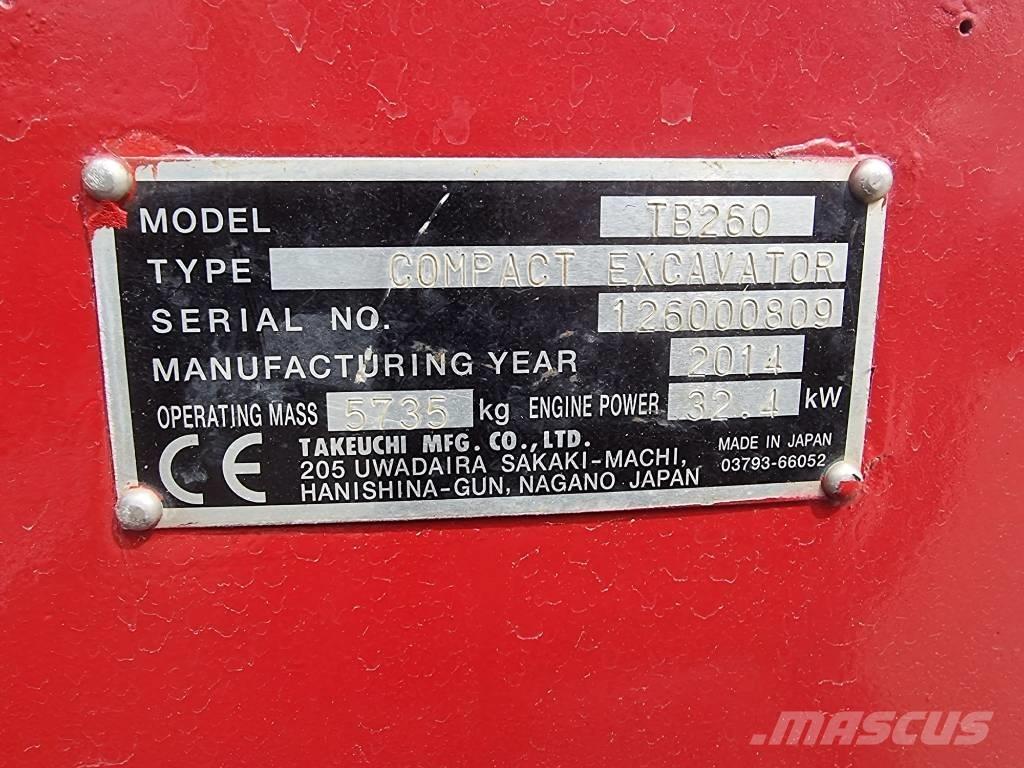 Takeuchi TB 260 小型挖土機/掘鑿機<7t(小型挖掘機)