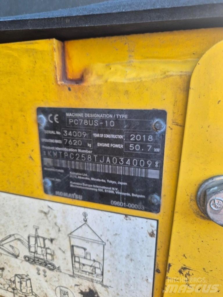 Komatsu Pc 78us-10 中型挖土機/掘鑿機/挖掘機 7t-12t