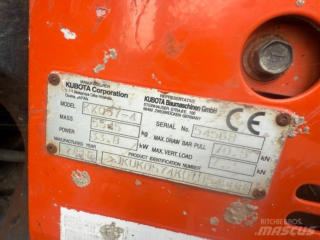 Kubota KX 057-4 小型挖土機/掘鑿機<7t(小型挖掘機)