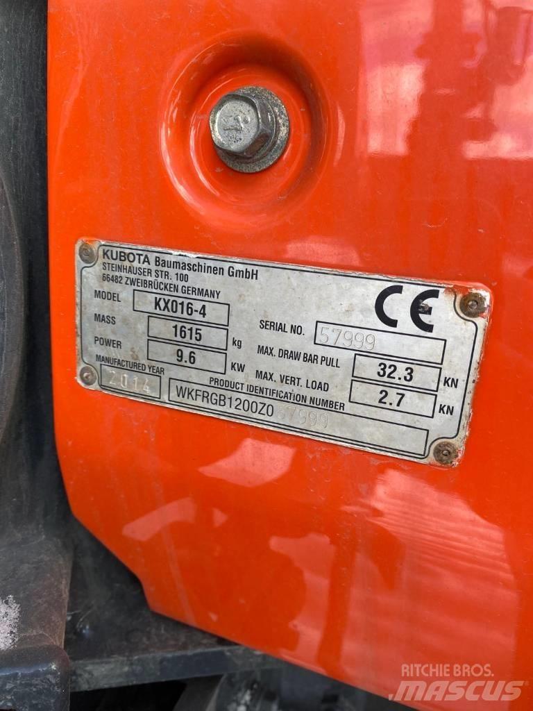 Kubota KX016-4 小型挖土機/掘鑿機<7t(小型挖掘機)