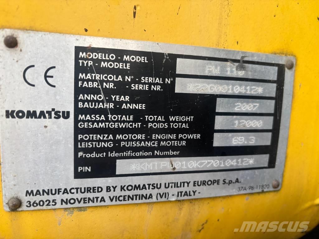 Komatsu PW 110 旋轉式挖土機/掘鑿機/挖掘機