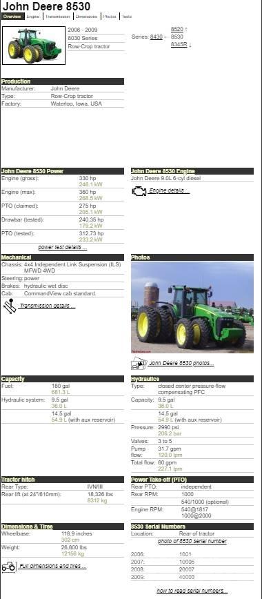 John Deere 8530 曳引機