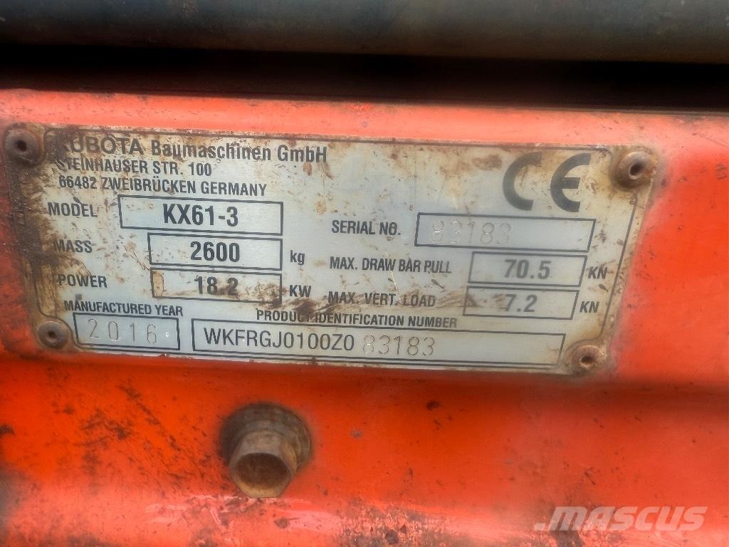 Kubota KX 61-3 小型挖土機/掘鑿機<7t(小型挖掘機)