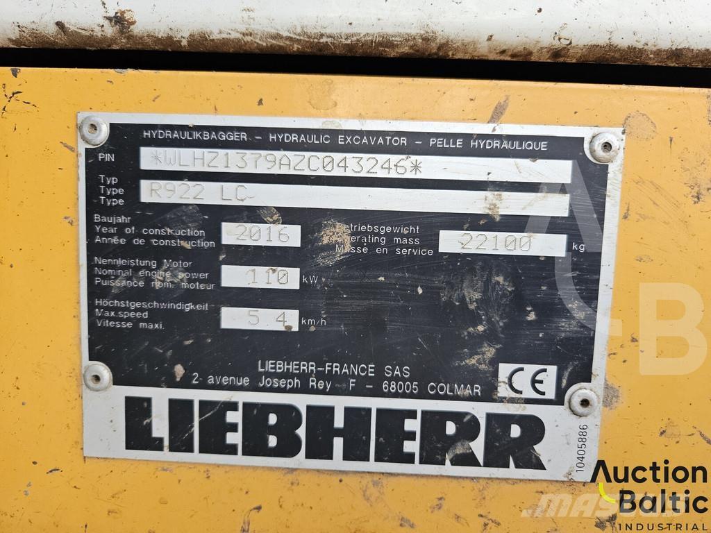 Liebherr R922 LC 履帶式 挖土機/掘鑿機/挖掘機
