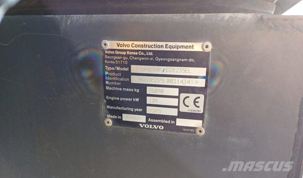 Volvo ECR235EL 履帶式 挖土機/掘鑿機/挖掘機
